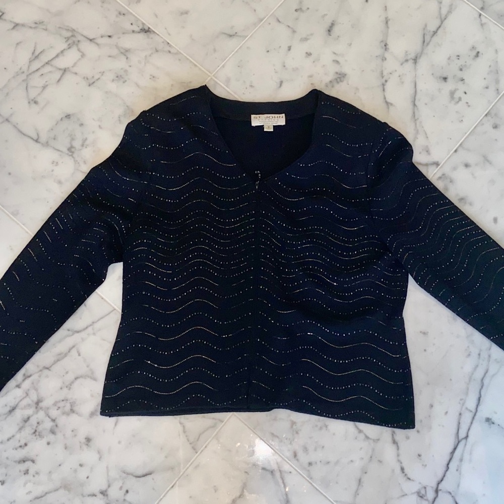 ST JOHN NAVY BLUE CARDIGAN